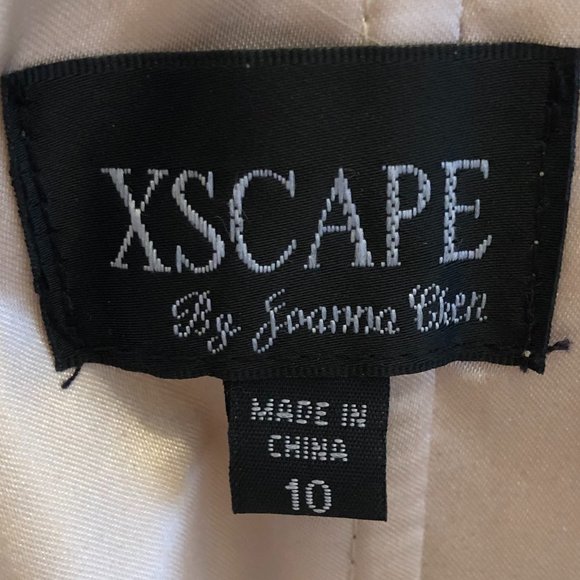 Xscape, Strapless Embellished Champagne Tulle & Satin Ball Gown, Size 10 - Picture 14 of 16